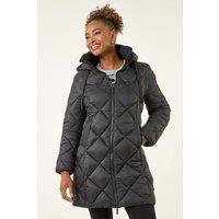 Roman Women's Diamond Quilt Padded Coat in Black | Size: 10