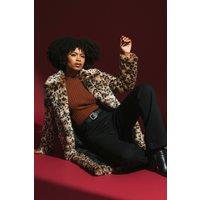 Roman Women's Premium Animal Faux Fur Coat in Brown | Size: 14