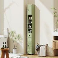 Kleankin Slim Bathroom Cabinet, Toilet Roll Storage w/ Open Shelves, Green