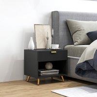 HOMCOM Small Table With Drawer, Open Compartment & Handle in Black