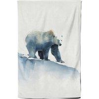 Warren Reed - Designer Polar Bear Watercolour Tea Towel in Brown