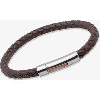 Unique Men's Stainless Steel 21cm Brown Leather Bracelet B170DB-21CM | Size: 21 cm