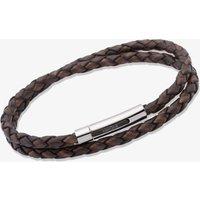 Unique Men's Stainless Steel 21cm Brown Leather Bracelet B171ADB-21CM | Size: 21 cm
