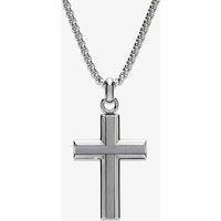 Unique Men's Stainless Steel Matte Polished Cross Pendant in Silver | Size: 50 cm