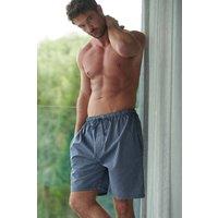 British Boxers Men's "Winchester" Stripe Crisp Cotton Sleep Shorts in Mid Grey | Size: Large