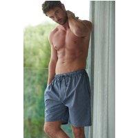 British Boxers Men's "Winchester" Stripe Crisp Cotton Sleep Shorts in Mid Grey | Size: XL