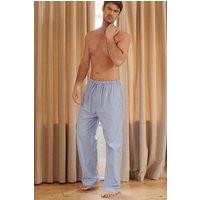 British Boxers Men's "Sky Blue & White" Stripe Crisp Cotton Pyjama Trousers in Light Blue | Size: Large