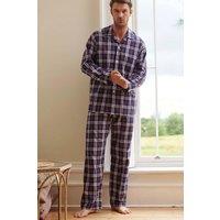 British Boxers Men's "Chester Red & Blue" Check Crisp Cotton Pyjama Set in Dark Navy | Size: XL