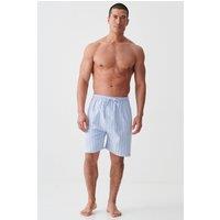 British Boxers Men's "Westwood Blue" Stripe Brushed Cotton Sleep Shorts in Light Blue | Size: Large