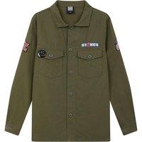 Amplified Men's The Rolling Stones Military Overshirt in Green | Size: Large