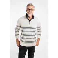 Weird Fish Men's Gunnar 1/4 Zip Fine Knit Stripe Jumper in Cream | Size: Medium