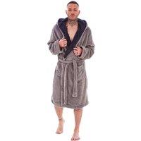 Keanu Men's Wolf Head Fleece Dressing Gown in Grey | Size: Large/XL
