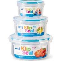 Bedsland SZ 3PK Round KlipSeal Food Containers - 1.5L, 0.8L & 0.4L Set in Blue | Size: 1000ml