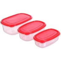 Bedsland Kitchen Set of 3 EasyStore Rectangular Food Containers Food Storage in Red | Size: 2.5L