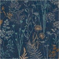 Superfresco Easy Organics Floral Wallpaper in Navy | Size: 10000mm x 520mm