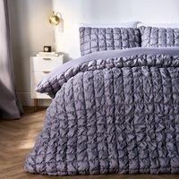 OHS Filled Seersucker Duvet Cover with Pillowcase Bedding Set in Grey | Size: King