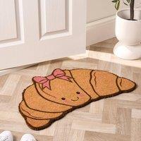 OHS Croissant Shaped Coir Doormat Novelty Non Slip Door Rug in Brown | Size: Medium
