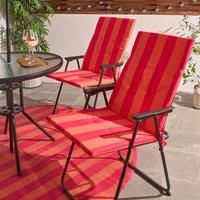 OHS 2 x Stripe Garden Seat Pad Outdoor High Back Chair Cushion