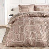 OHS Arches Print Bedding Microfibre Duvet Cover Set with Pillowcase in Stone | Size: Double