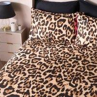 OHS Leopard Print Microfibre Easy Care 25cm Deep Fitted Bed Sheet in Natural | Size: King Fitted