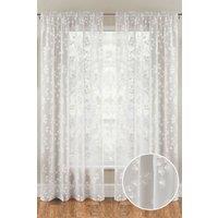 Tyrone Textiles All Over Leaf Pattern Voile Panel (Pair) with Rod Pocket Header in White | Size: 140 cm width x 183 cm drop