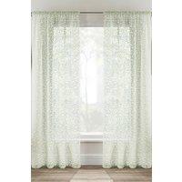 Tyrone Textiles Willow Leaf Print Linen-Look Voile Panel - Pair in Green | Size: 140 cm width x 122 cm drop