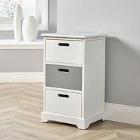 Home Source 3 Drawer Hallway Storage Organiser Wooden Unit Fully Assembled in White