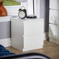 Home Source 2 Drawer Bedside Cabinet Nightstand Modern Storage Unit Bedroom in White
