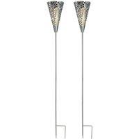 LIVIVO LED Solar Garden Light - 8 Hour Battery-Outdoor Waterproof Stake Lamp in Silver