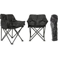 Harbour Housewares 2x Premium Folding Camping Chairs with Pockets & Carry Bag in Black