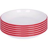 Argon Tableware White Enamel Pasta Bowls - 20cm - Red - Pack of 6