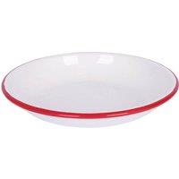 Argon Tableware White Enamel Pasta Bowl - 20cm - Red