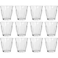 Argon Tableware 210ml Fluted Water Glasses - Set of 12 - Ribbed Fluted Glassware in Clear