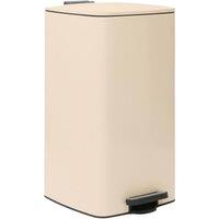 Harbour Housewares Square Stainless Steel Kitchen Pedal Bin - 30L - Beige