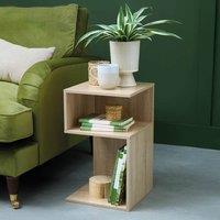 Coopers of Stortford 3 Tier Bedside Table with Shelves, Oak Finish, 50x30x30cm in Beige | Size: 50 x 30 x 30 cm