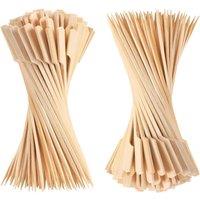 MANTRARAJ 18cm Bamboo Paddle Skewers BBQ Sticks Wooden Picks Fruit Cocktail x 50 in Beige