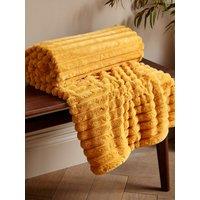 Catherine Lansfield Cosy Ribbed Faux Fur Soft 130x170cm Blanket Throw in Mustard | Size: 130 cm x 170 cm
