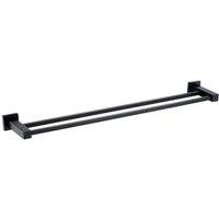 Nes Home Matte Black Square Double Towel Bar Rail Holder
