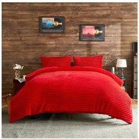 HOME LUXE INTERIOR Plush Faux Fur Chunky Ribbed Faux Fur Red Bedding Duvet Set - Single | Size: Double