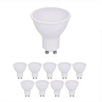 ENER-J Pack of 10 7W GU10 Plastic Body SMD LED 560 Lm 4000K Spotlight Bulbs N in White