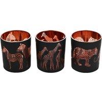 Naturecraft Set of 3 Glass Tealight Holders in Black