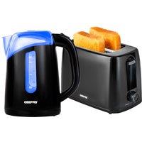 Geepas 2 Slice Toaster & 1.7L Illuminating Electric Kettle Combo Set in Black