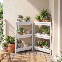 Costway 2pcs Corner Shower Caddy 3-Tier Detachable Bathroom Standing Shelf in White