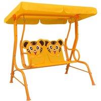 Berkfield Home Kids Swing Bench Yellow 115x75x110 cm Fabric | Size: 115 x 75 x 110 cm