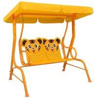 Berkfield Home Kids Swing Bench Yellow 115x75x110 cm Fabric | Size: 115 x 75 x 110 cm