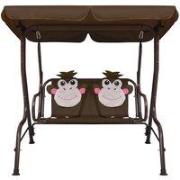 Berkfield Home Kids Swing Bench Brown 115x75x110 cm Fabric | Size: 115 x 75 x 110 cm