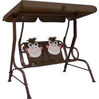 Berkfield Home Kids Swing Bench Brown 115x75x110 cm Fabric | Size: 115 x 75 x 110 cm