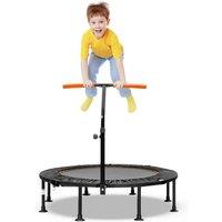 Costway 115CM Folding Trampoline Adults Kids Exercise Trampoline W/Adjustable Handrail in Orange