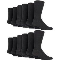 SOCKSHOP Gentle Grip Men's 12 Pairs Gentle Grip Loose Top Socks | Extra Wide Non Elastic Socks in Black | Size: 6-11