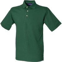 Henbury Men's Classic Plain Polo Shirt With Stand Up Collar in Bottle Green | Size: XL